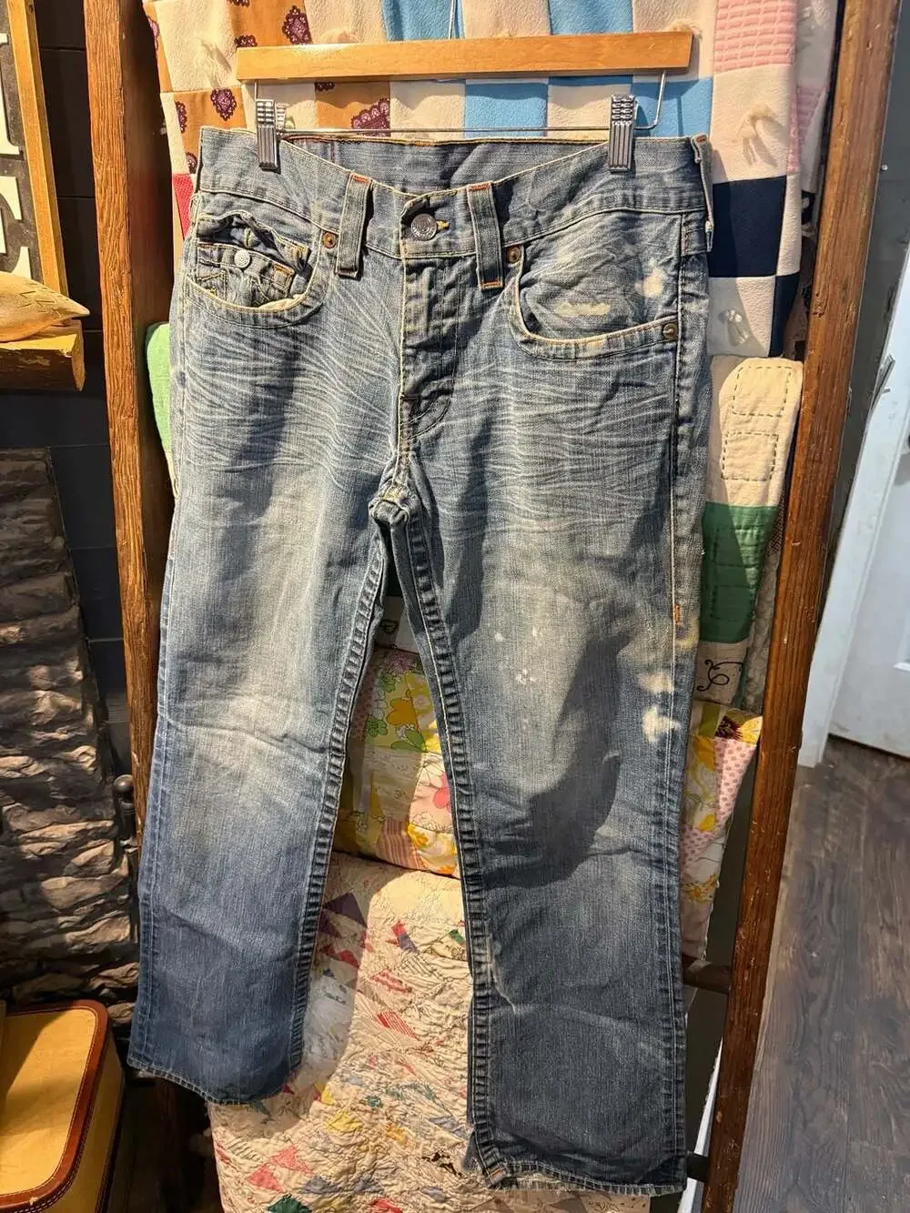True Religion Billy Distressed Koi Fish Embroidered Pocket Jeans